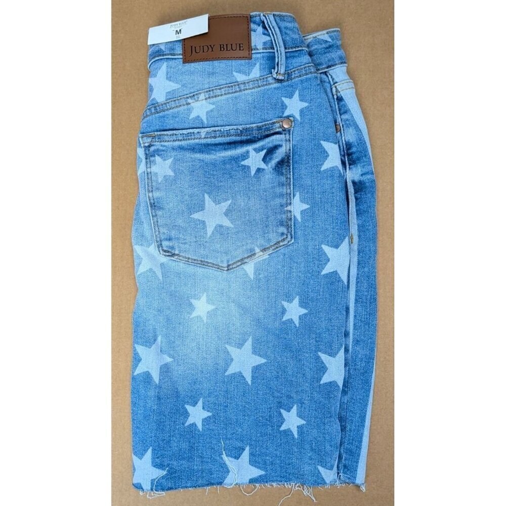Judy Blue Celia High Rise Medium Wash Flag Print Skirt Medium -NEW- - Picture 3 of 6